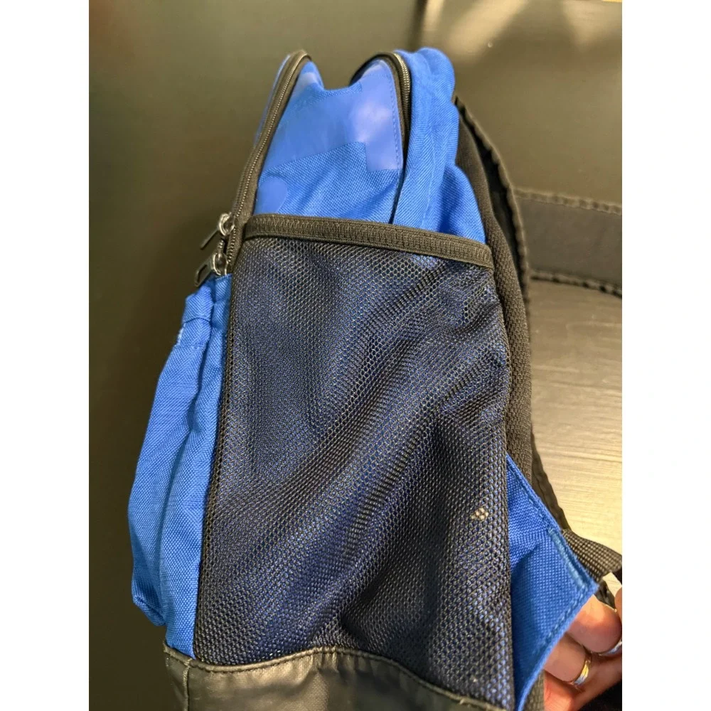 Nike Blue Backpack School Sports Bag Swoosh Logo Mesh Pockets 18 Inch